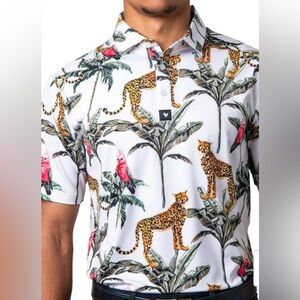 Bad Birdie Wildlife Polo Tropical Golf Shirt Size Small EUC